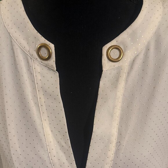MICHAEL Michael Kors White and Gold Sheer Blouse - Picture 3 of 6